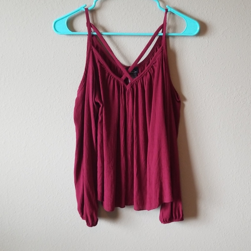 Long sleeved cold shoulder blouse